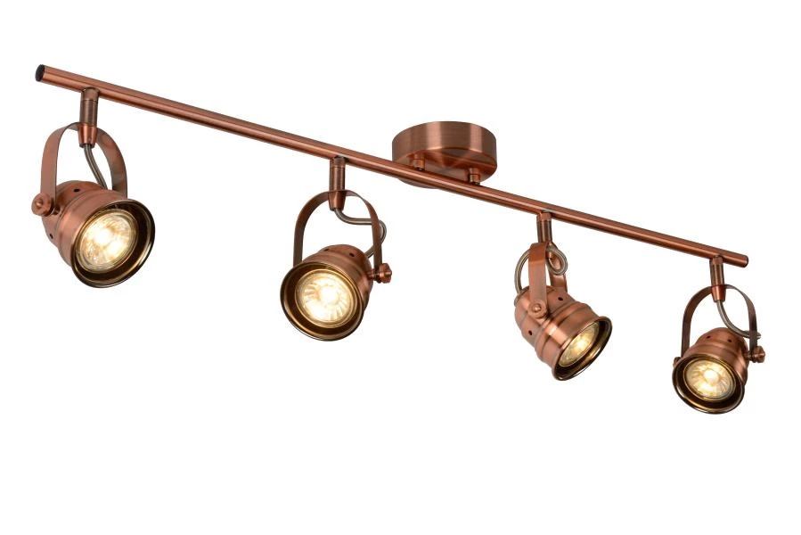 Lucide CIGAL - Ceiling spotlight - LED - GU10 - 4x5W 2700K - Copper - detail 1